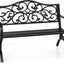 Banco jardín 50pulg hierro fundido respaldo floral negro