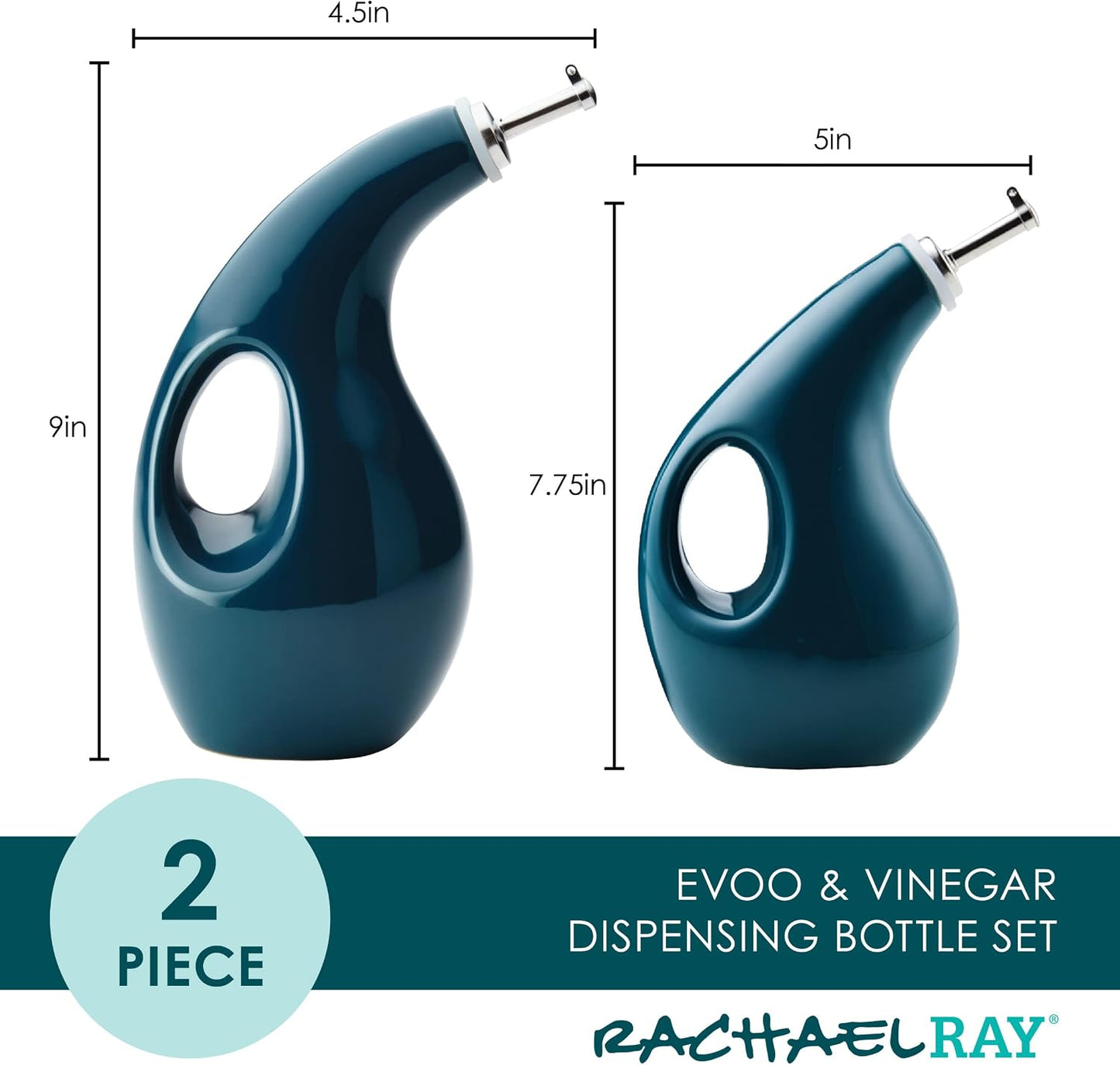 Botella dispensadora aceite y vinagre cerámica set 2 color azul