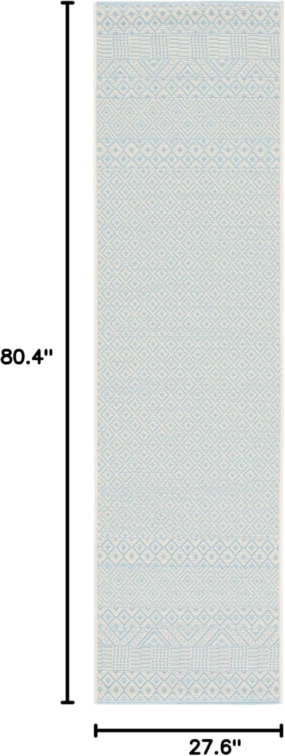 Alfombra lavable exterior Courtyard 2.3x6.7pies beige azul