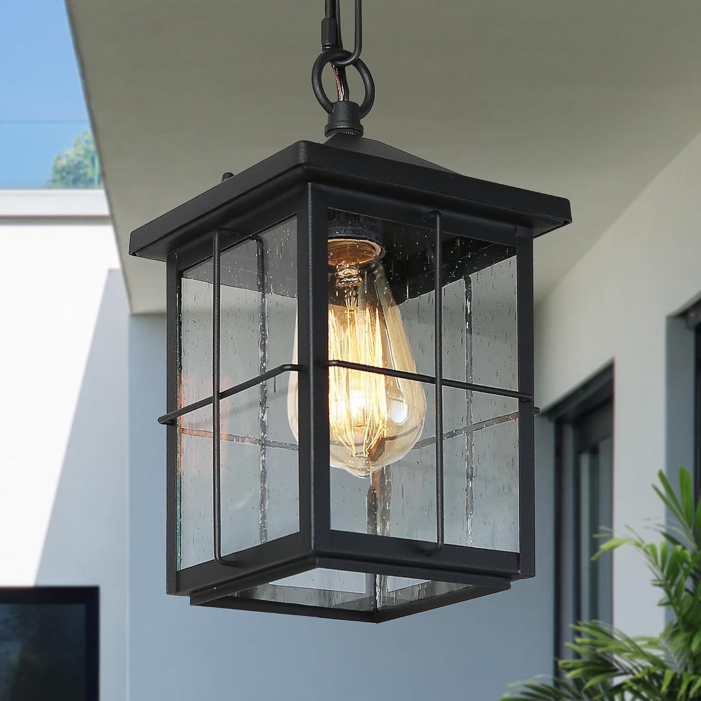 Lámpara colgante exterior con vidrio sembrado para puerta