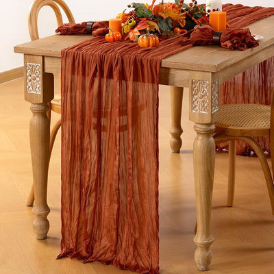 Camino mesa terracota rústico naranja quemado 35x120pulg para boda