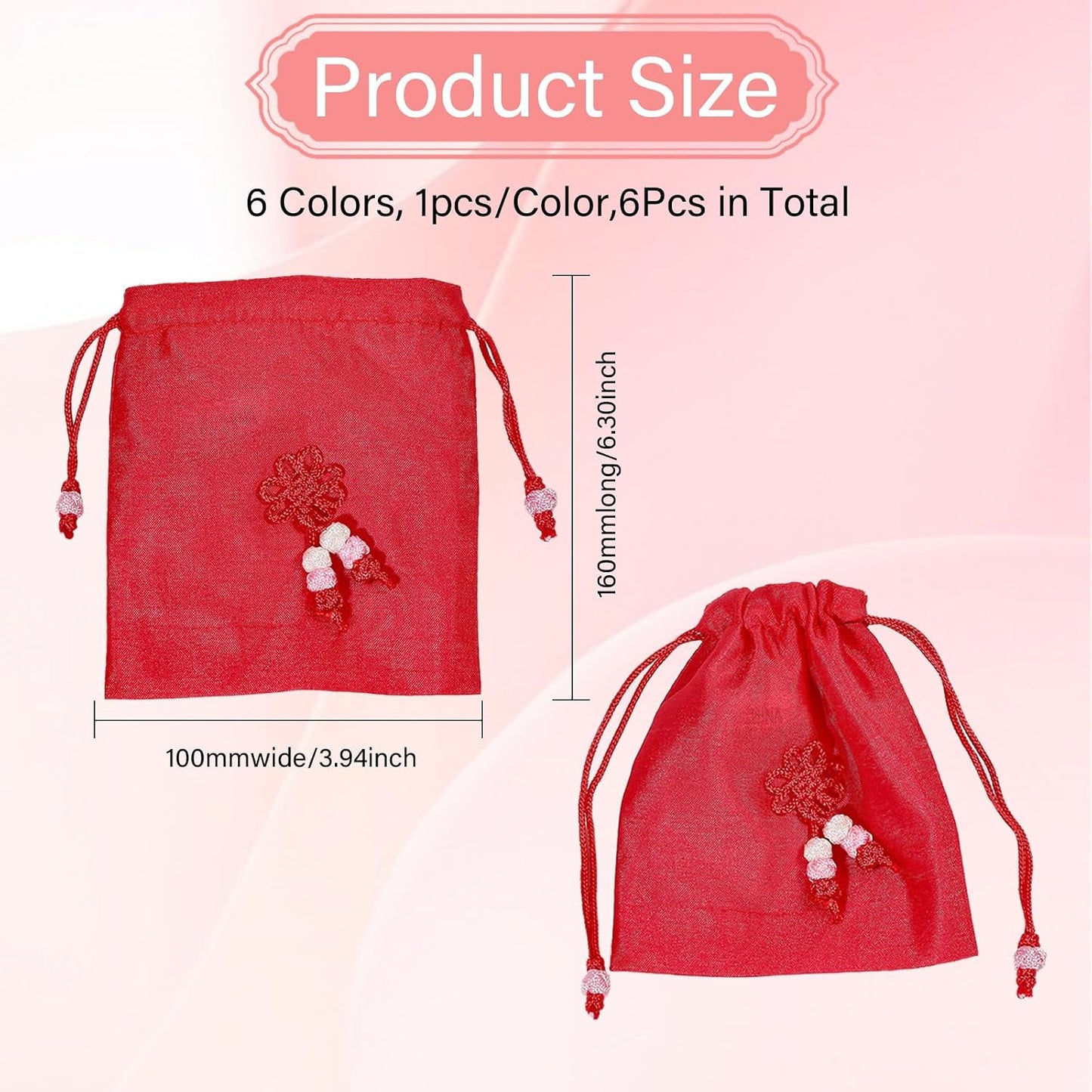 6 Pzas Bolsas Rectangulares Bordadas para Boda Dulces