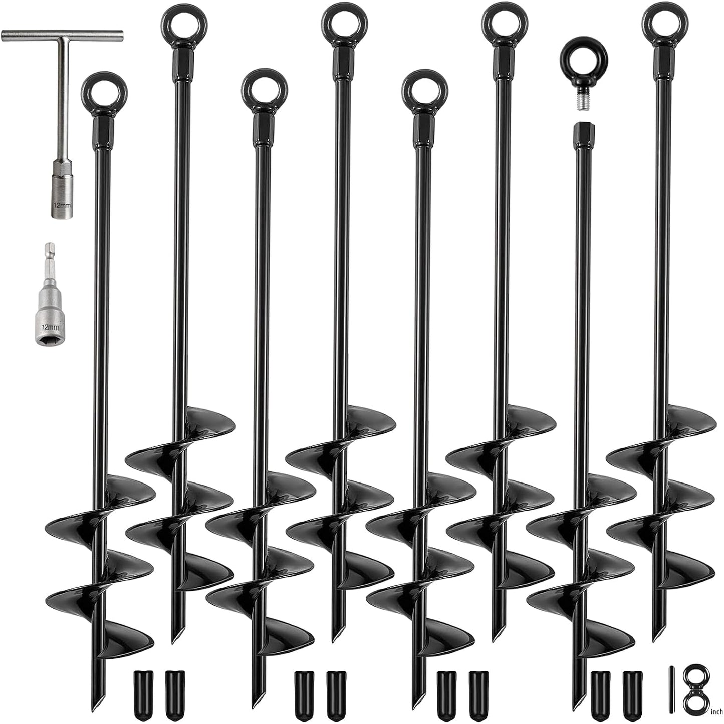 Anclajes tierra 18pulg set 8 para columpio trampolín cobertizo