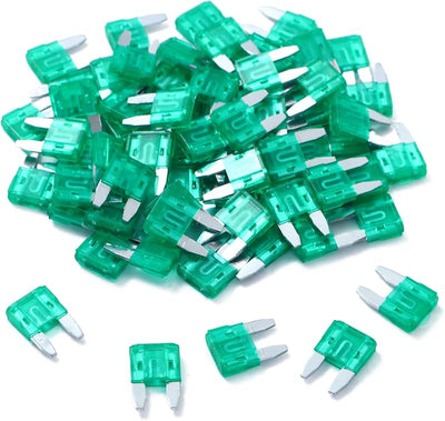 100 Fusibles Auto 30A Estilo Cuchilla Mini 32V