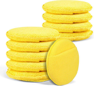 10 Almohadillas Aplicadoras Cera Espuma Microfibra con Bolsillo