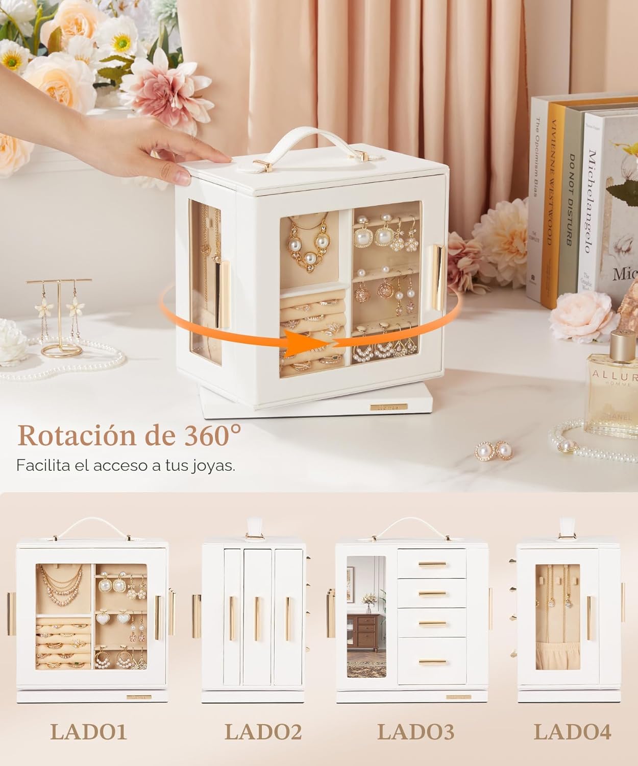 Joyero giratorio mujer 7 cajones con ventana