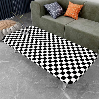 Papel tapiz a cuadros 17.7x400" blanco y negro extraíble