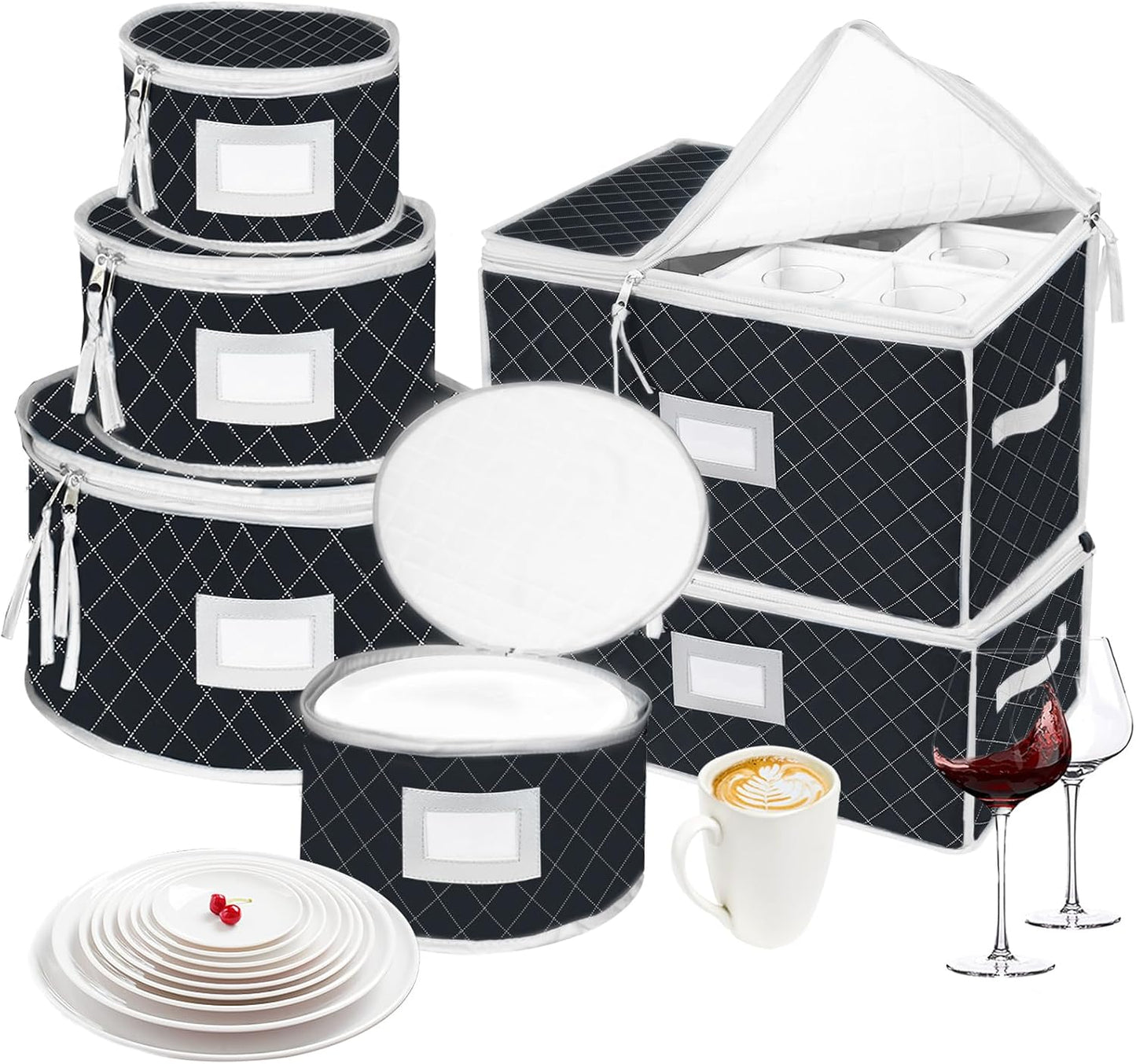 Set cajas acolchadas porcelana con divisores