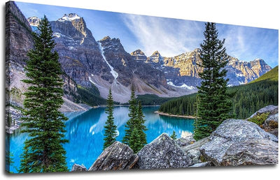 Lienzo Moraine Lake paisaje montaña lago arte contemporáneo