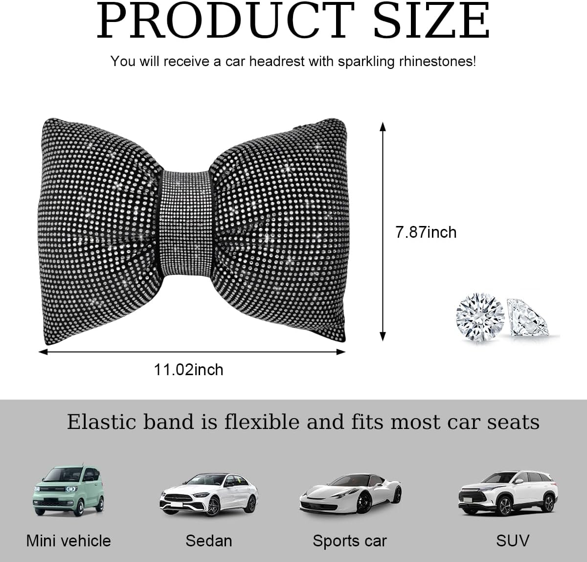 Almohada cuello coche con brillantina moño suave