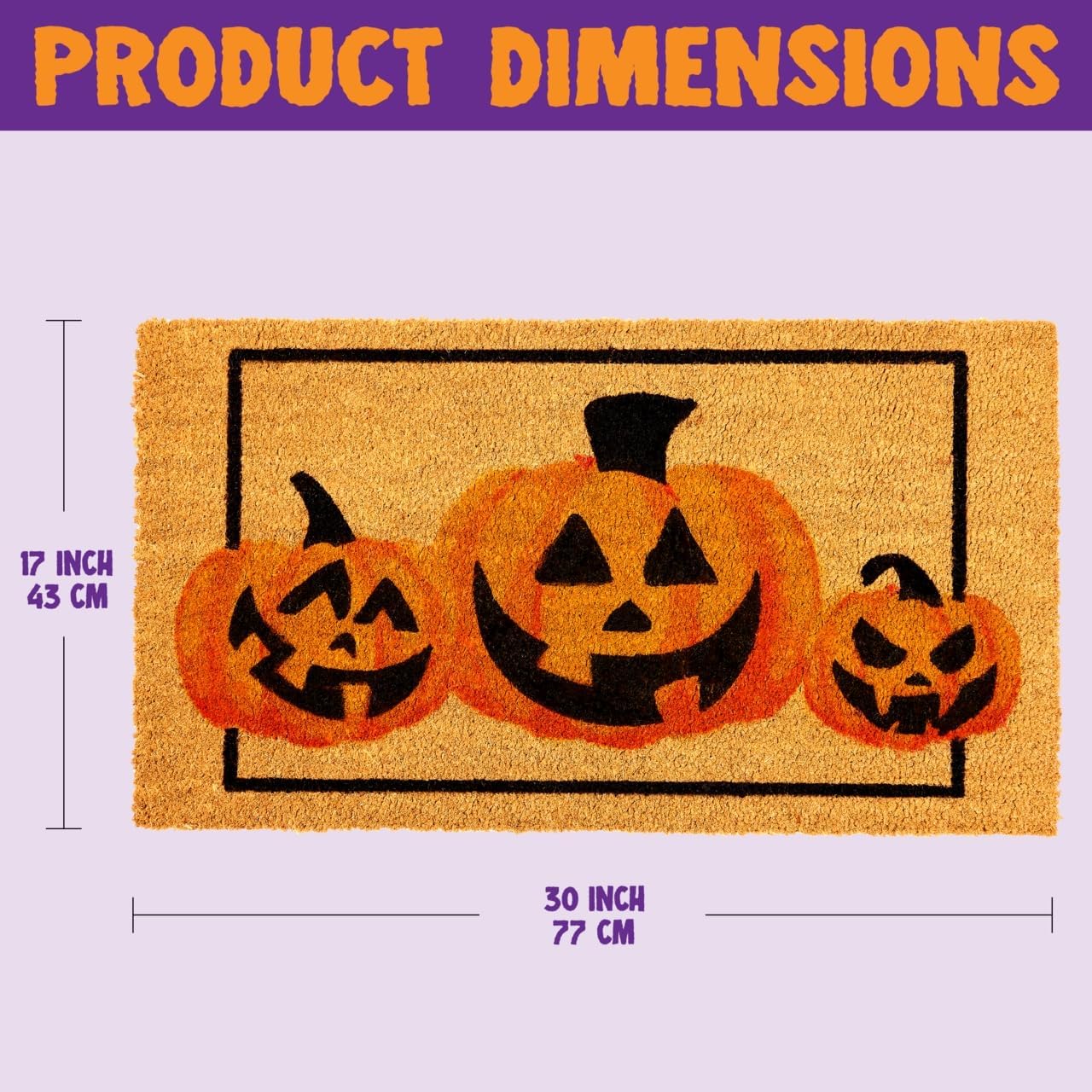 Tapete Halloween calabaza 30x17pulg antiderrap fibra coco