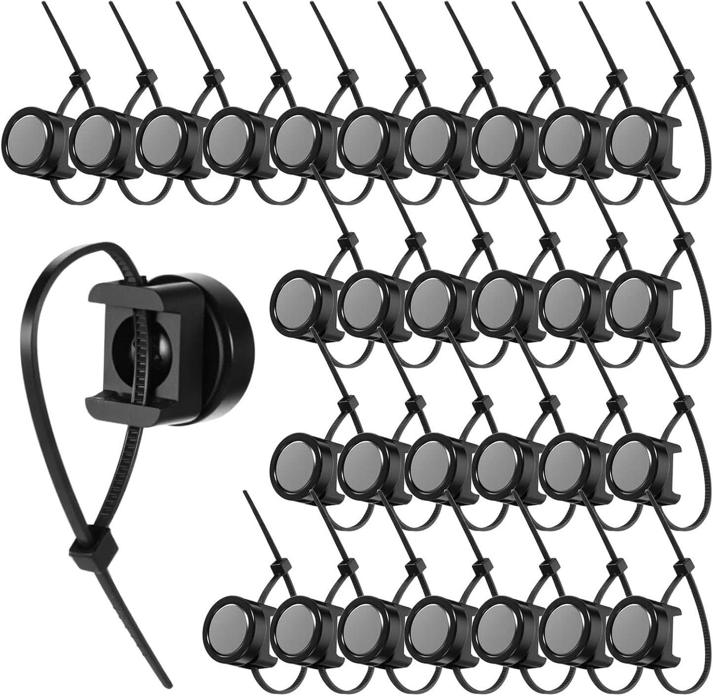 30 Pzas Clips Magnéticos para Cables Base Montaje