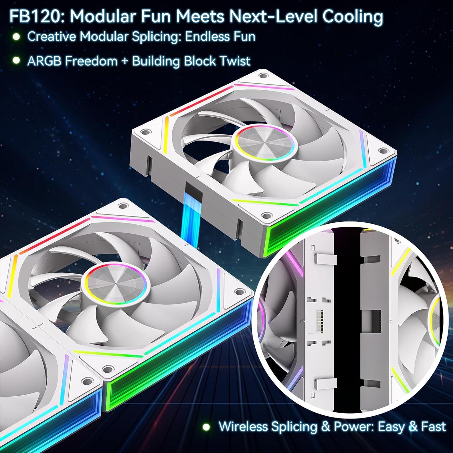 Ventilador ARGB 4.724pulg diseño espejo control remoto