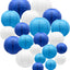 Faroles papel azules decorativos colgantes 21uds