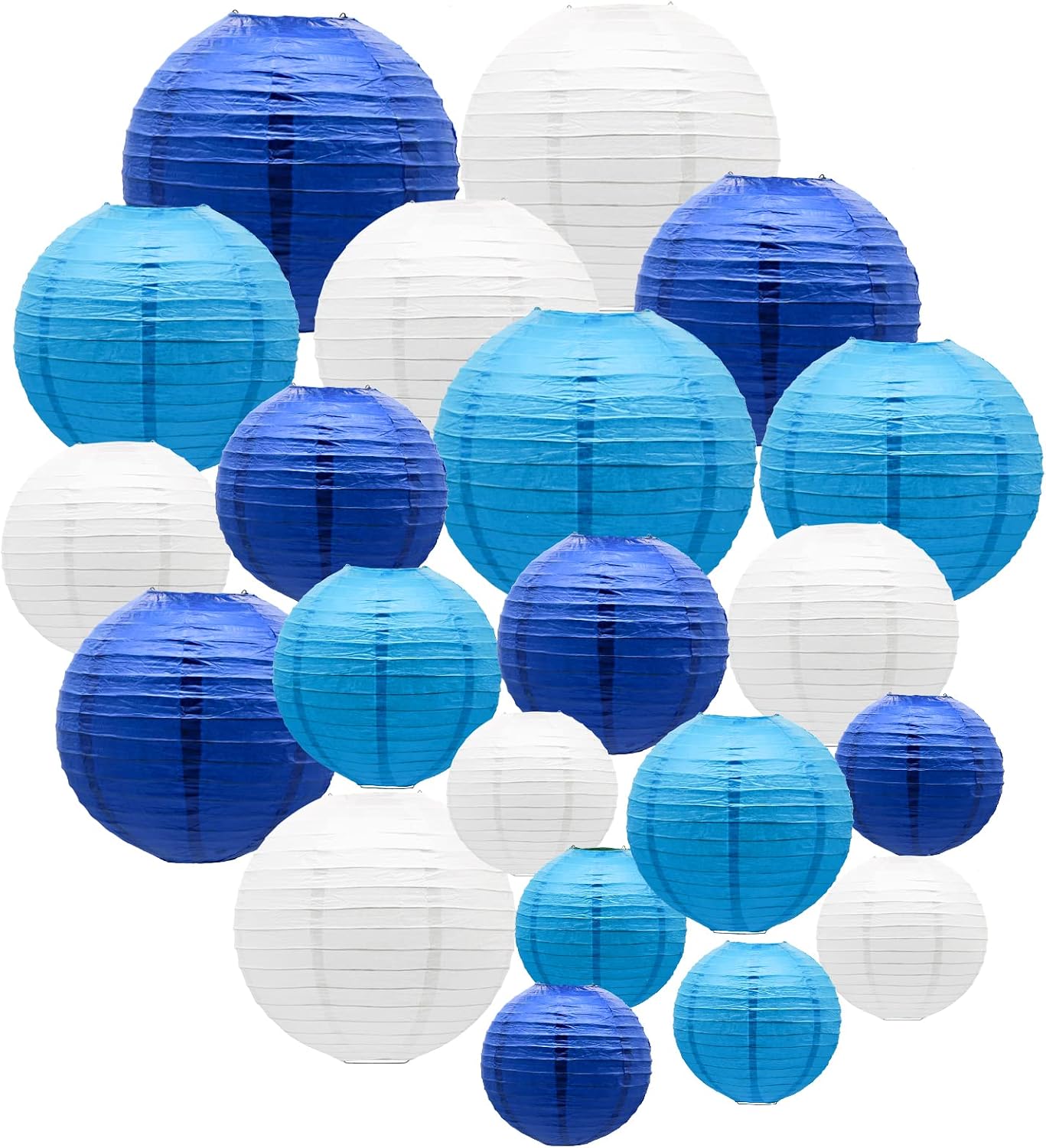 Faroles papel azules decorativos colgantes 21uds