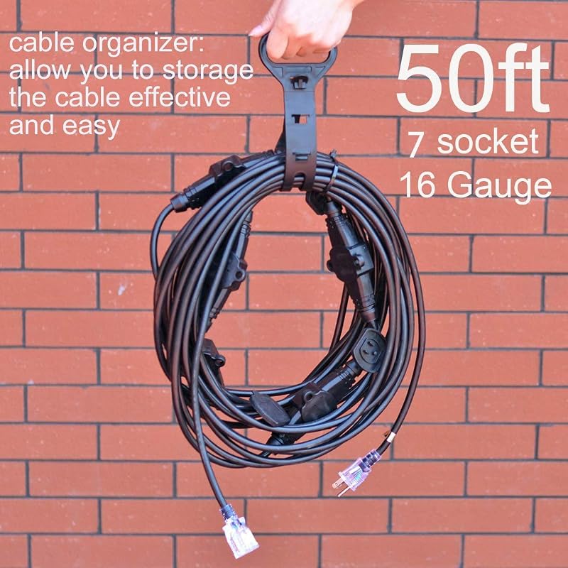 Cable extensión 50ft 7 salidas negro LED 1625W resistente