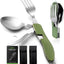 Set 4en1 cubiertos acero inox para camping verde