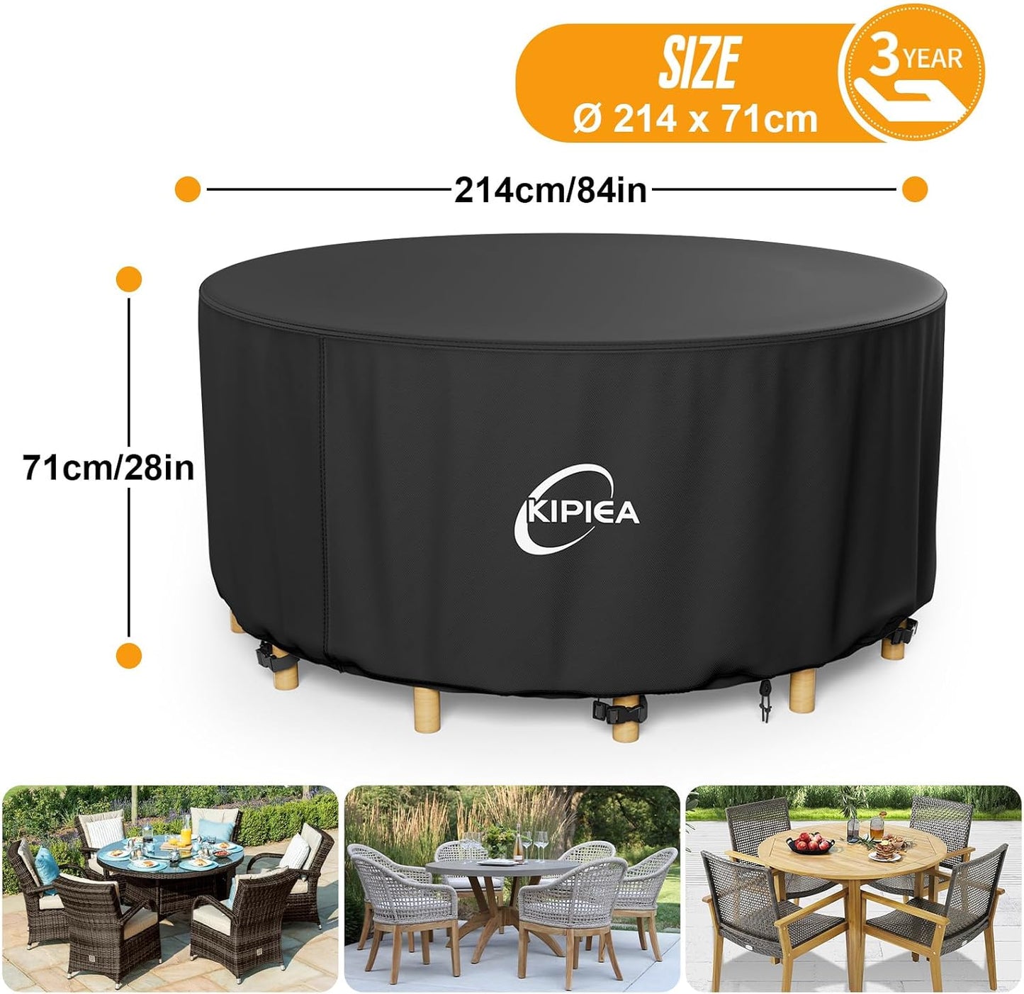 Funda redonda mesa patio impermeable 84x28pulg