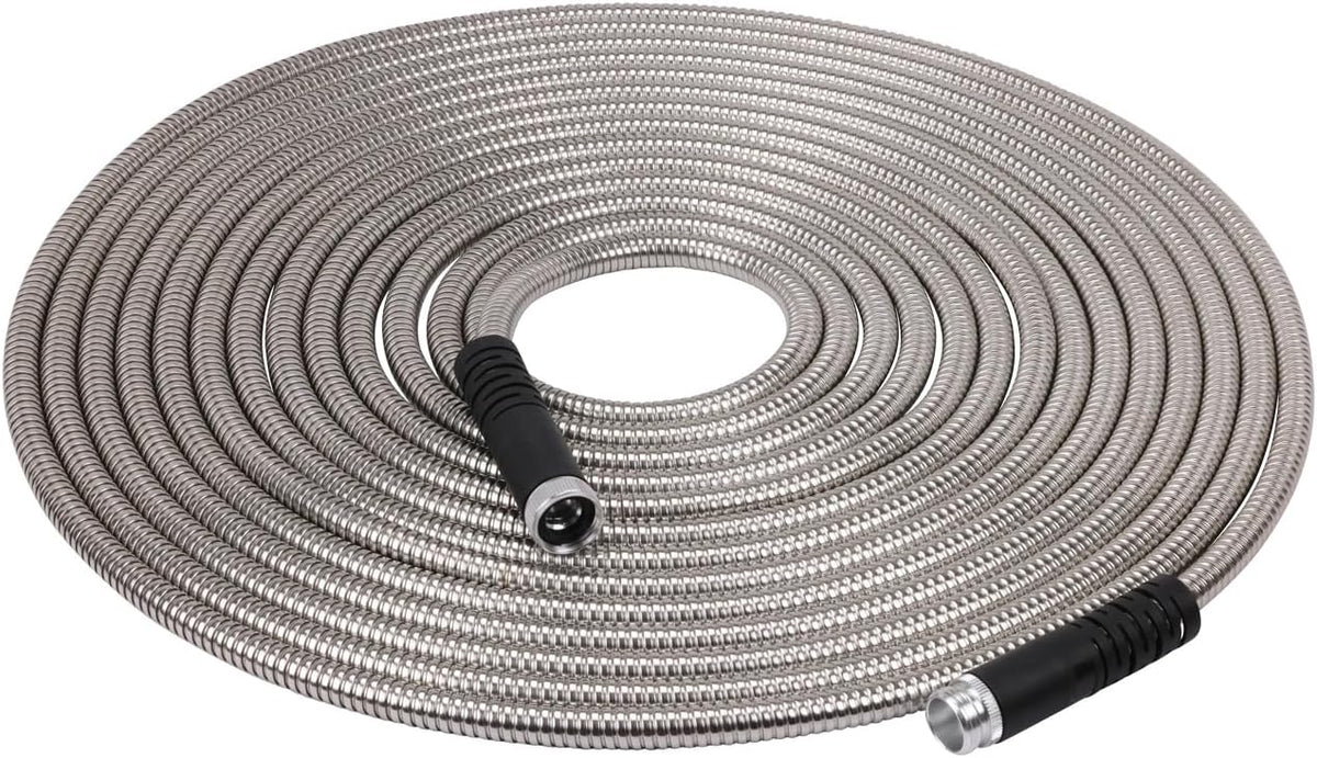 Manguera jardín acero inox 5/8pulg x50ft color plata/negro