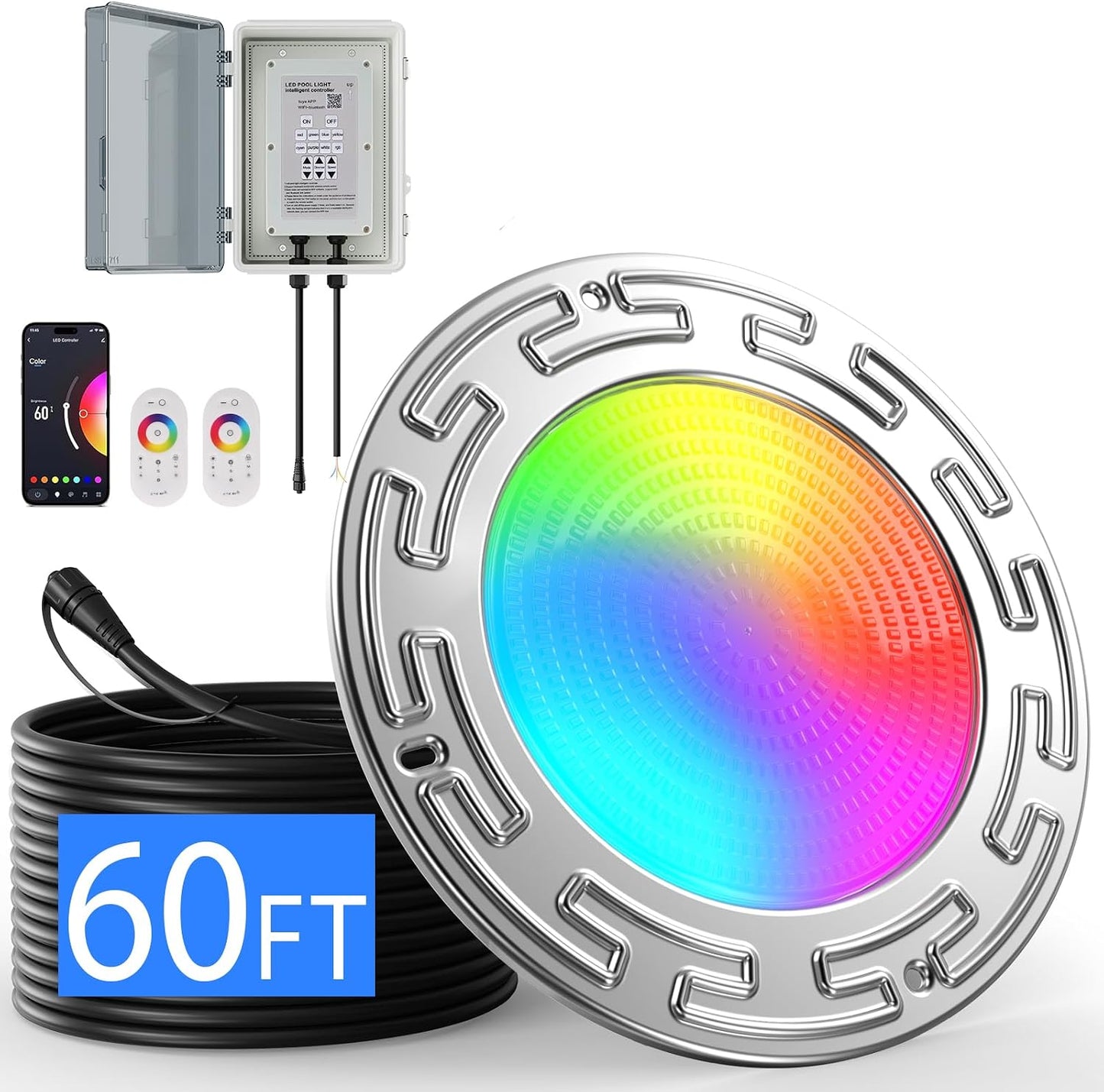 Luces LED WiFi para piscina enterrada 60ft triple control