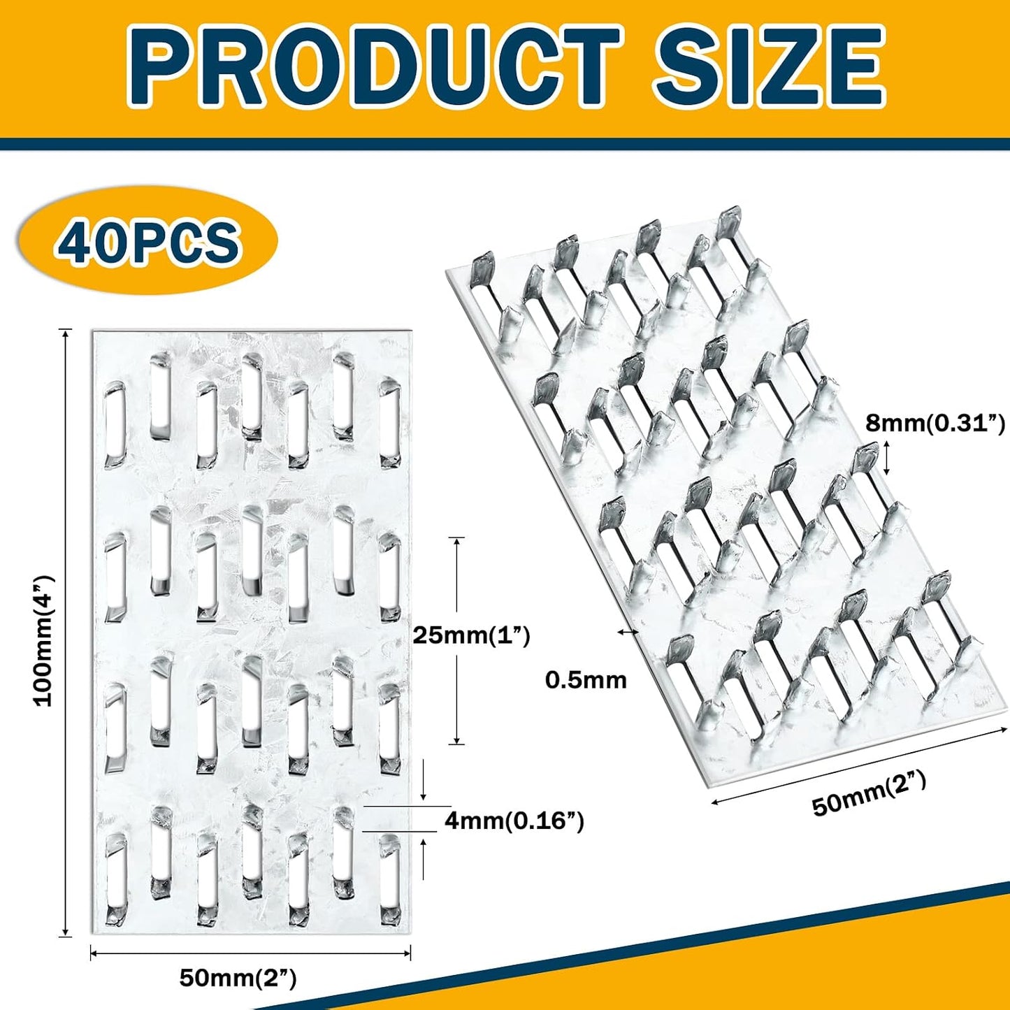 40 placas soporte amarre galvanizado 2x4pulg