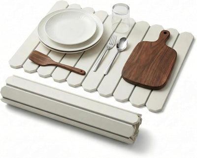 Tapete secado rápido piedra encimera cocina plegable blanco