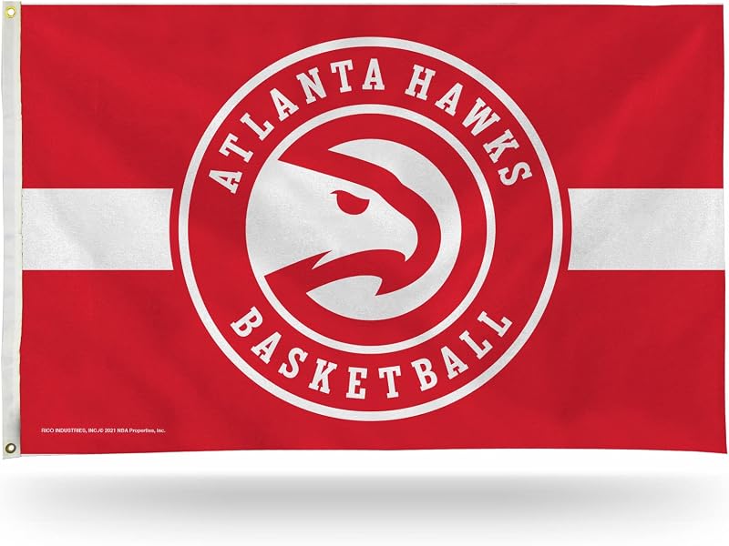 Bandera NBA Atlanta Hawks 3x5ft rojo rayas blancas
