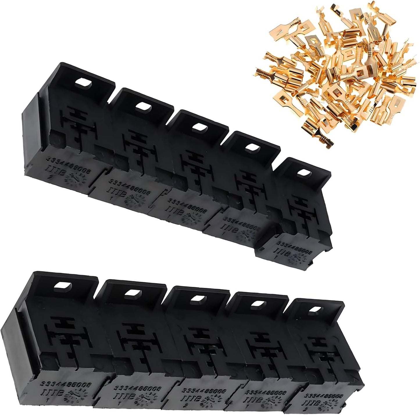 Soporte relé automotriz 10 pzas 50 terminales 12/24V 30-80A