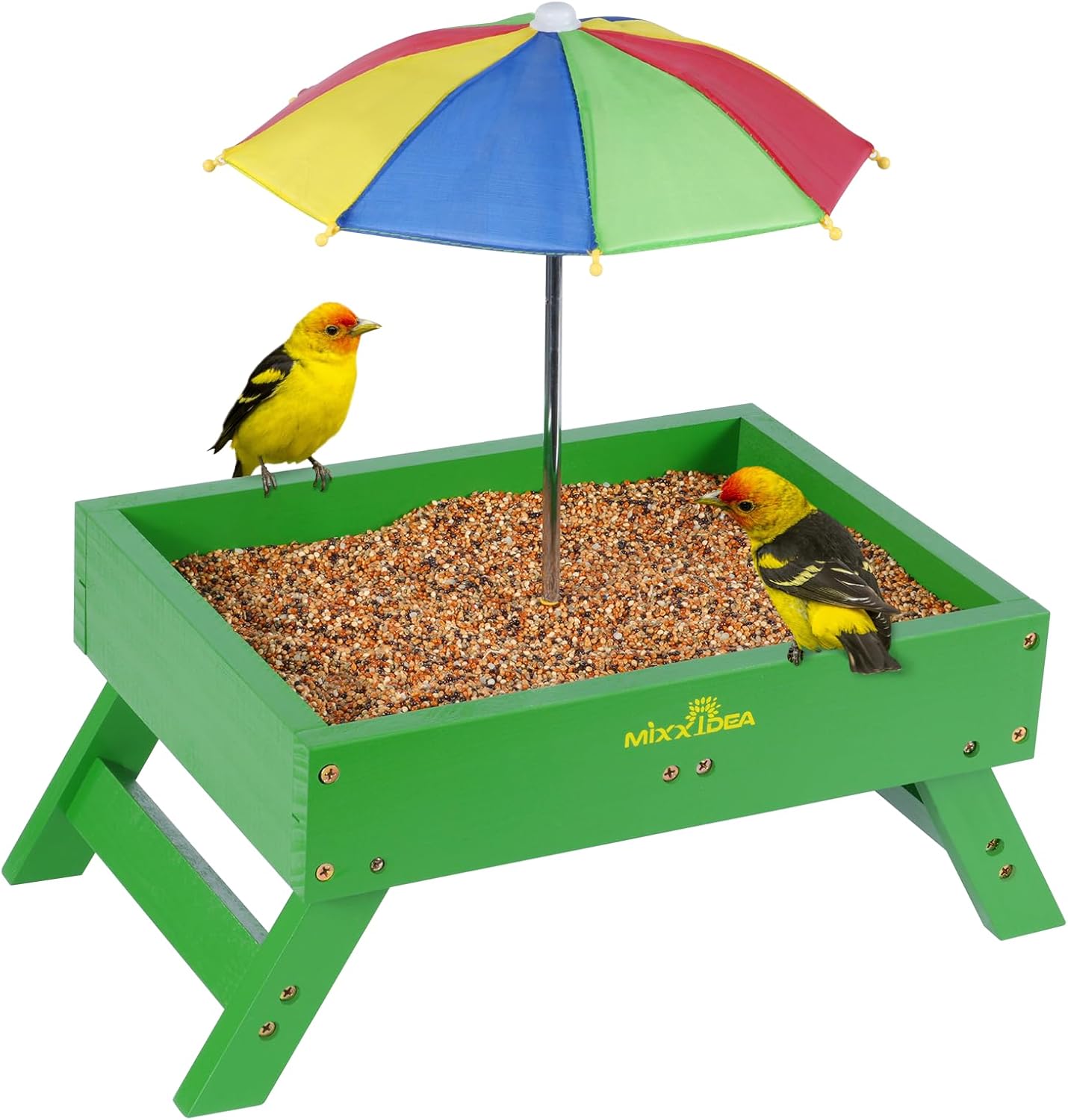 Comedero pájaros y ardillas de madera para exteriores