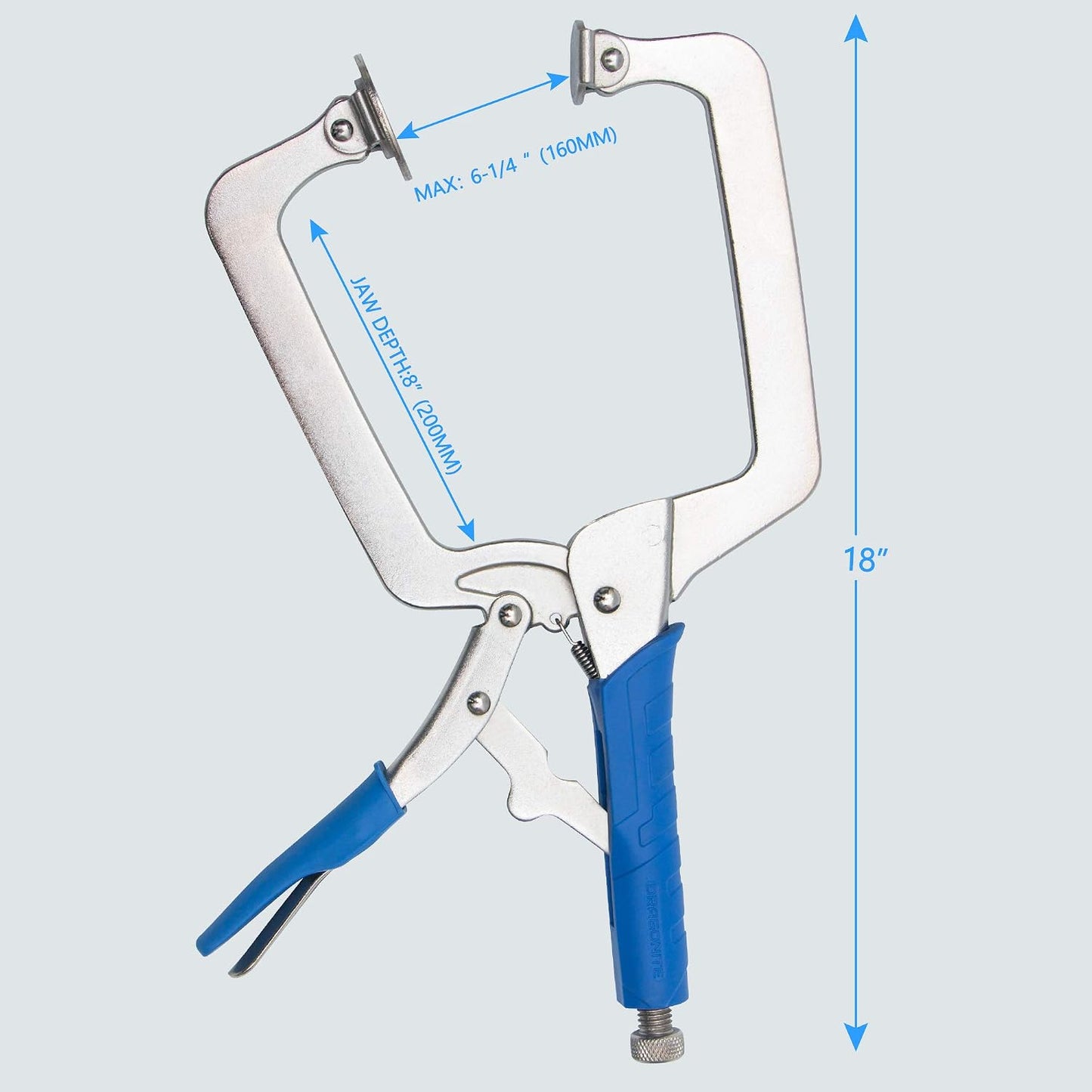 Abrazadera C 18pulg con agarre giratorio para carpintería