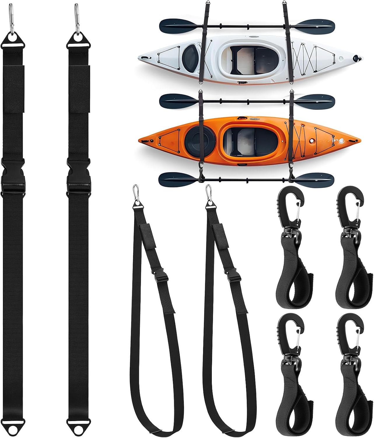 4 Correas colgantes kayak y tabla remo con clip pared 74"