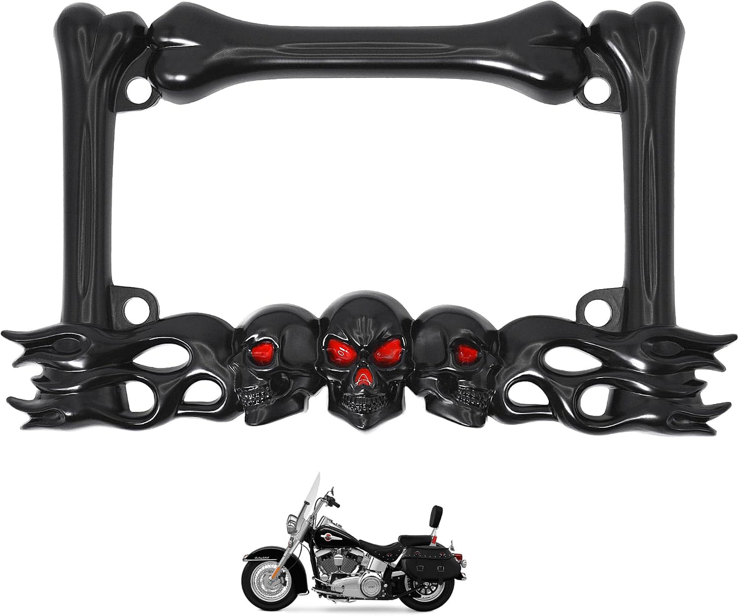 Marco matrícula motocicleta calavera 7x4" comp Cruiser