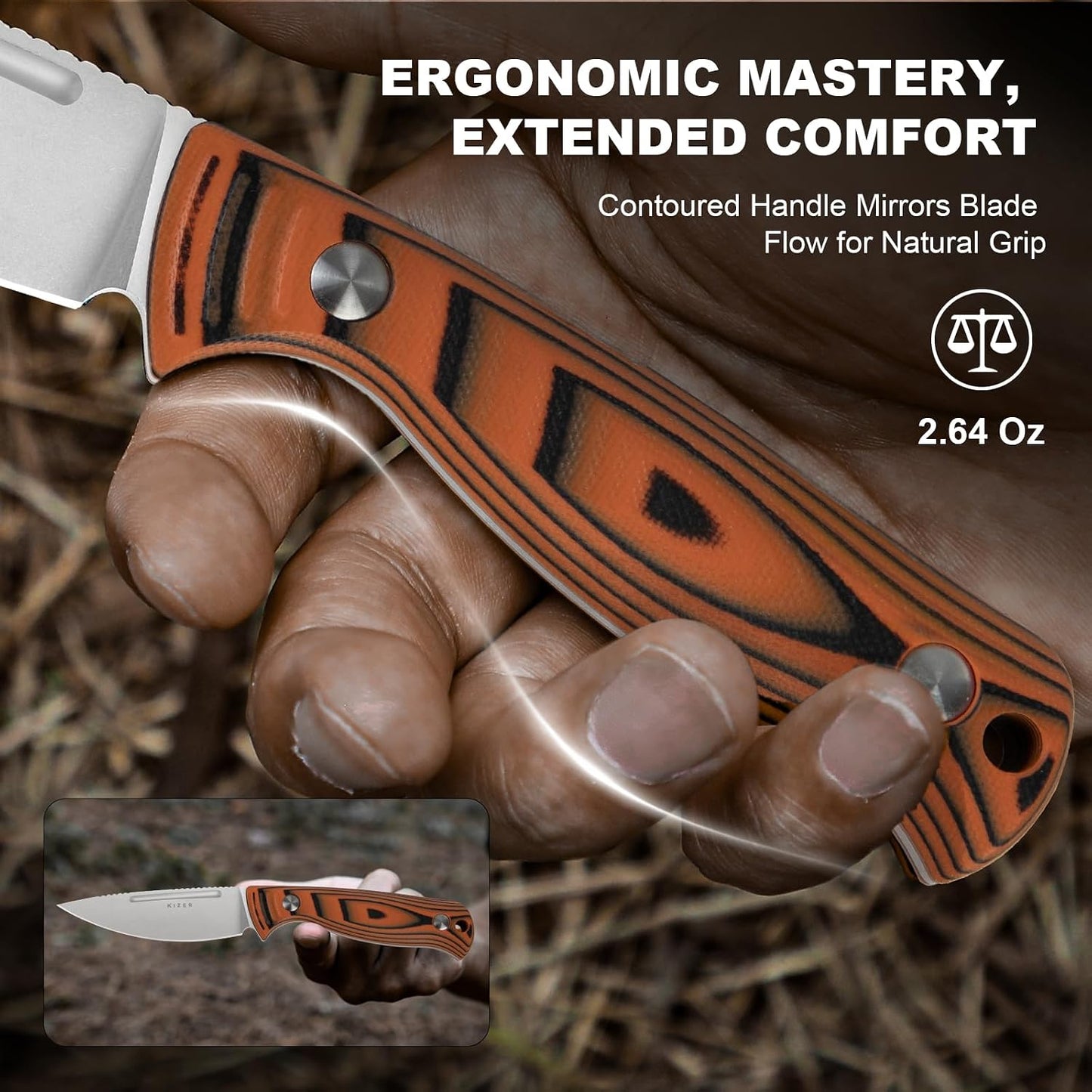 Cuchillo supervivencia Evenki2 hoja Drop Point mango G10