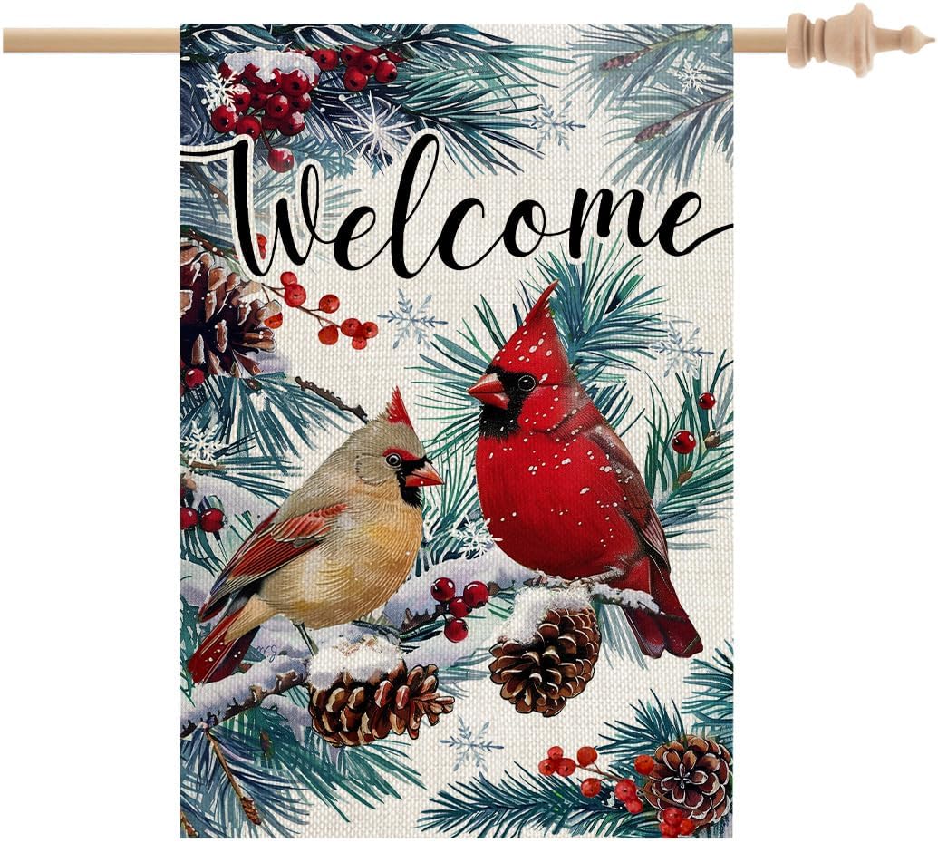 Bandera doble cara 28x40pulg cardenal invierno decoración patio