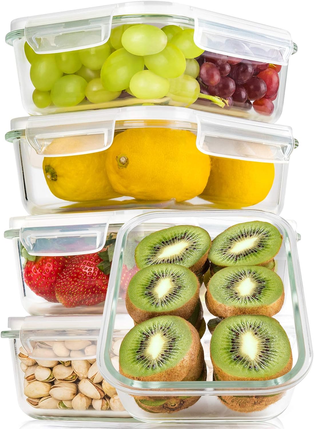 Recipientes vidrio 36oz 5uds con tapas cajas Bento