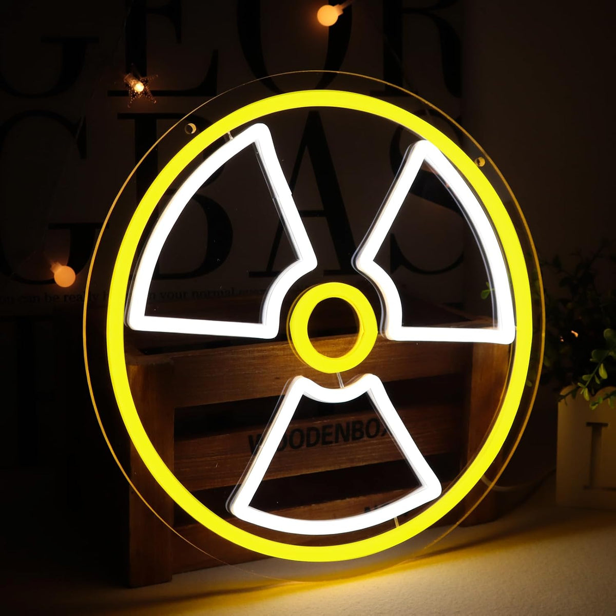 Señal neón radiación nuclear LED para dormitorio