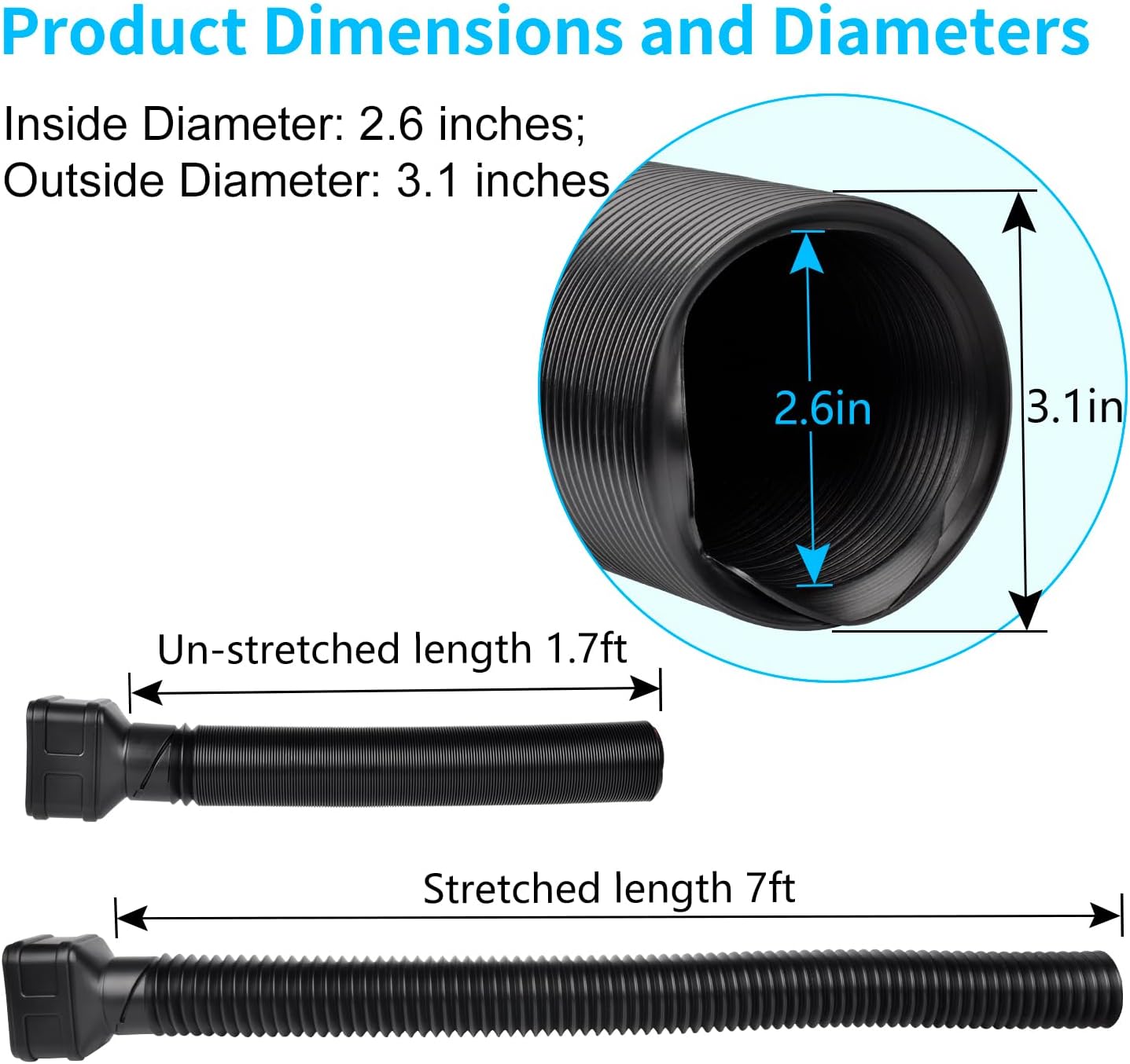 Extensión bajante canalón 7ft diámetro 3.1pulg para 2x3 y 3x4