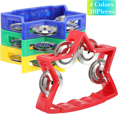 20 Pzas Panderetas Plástico para Niños y Adultos 4 Colores