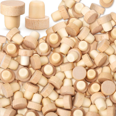200 Tapones Corcho Forma T Reutilizables Madera Goma para Vino
