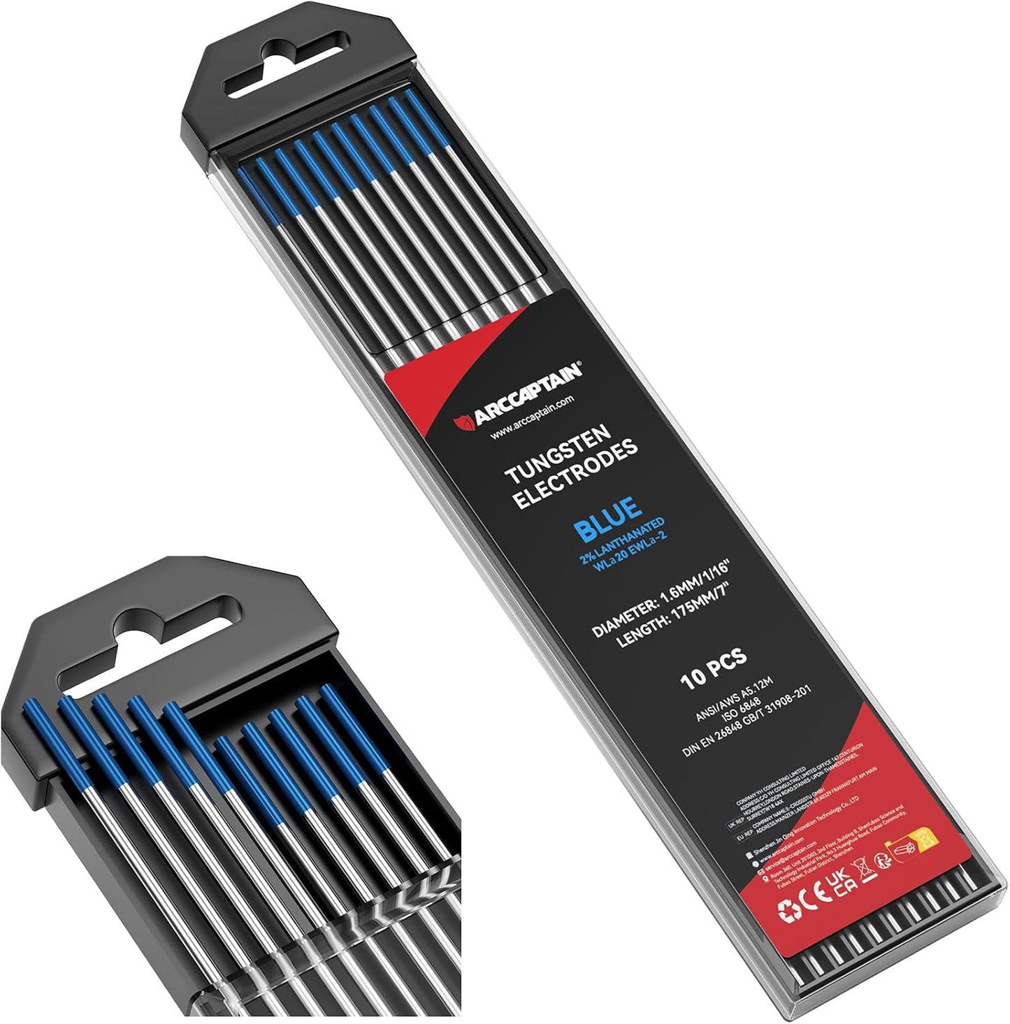 Electrodo TIG tungsteno azul 2% lantanado 10 pzas 1/16x7"