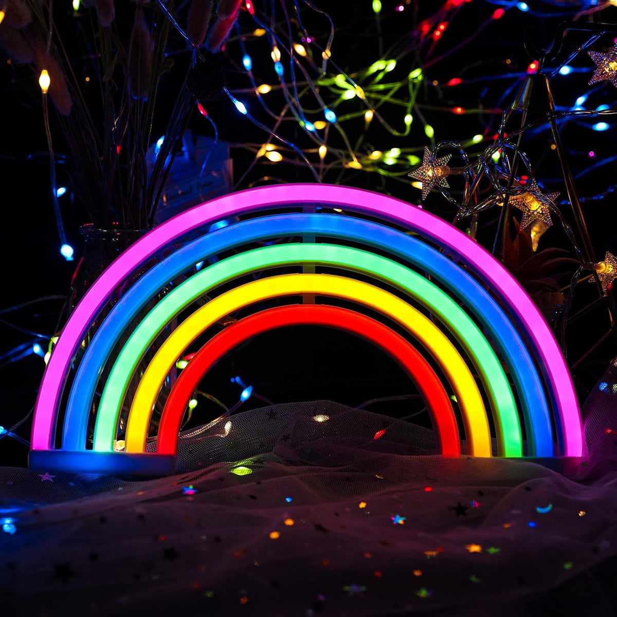 Luz neón arcoíris LED con USB para decoración dormitorio fiesta