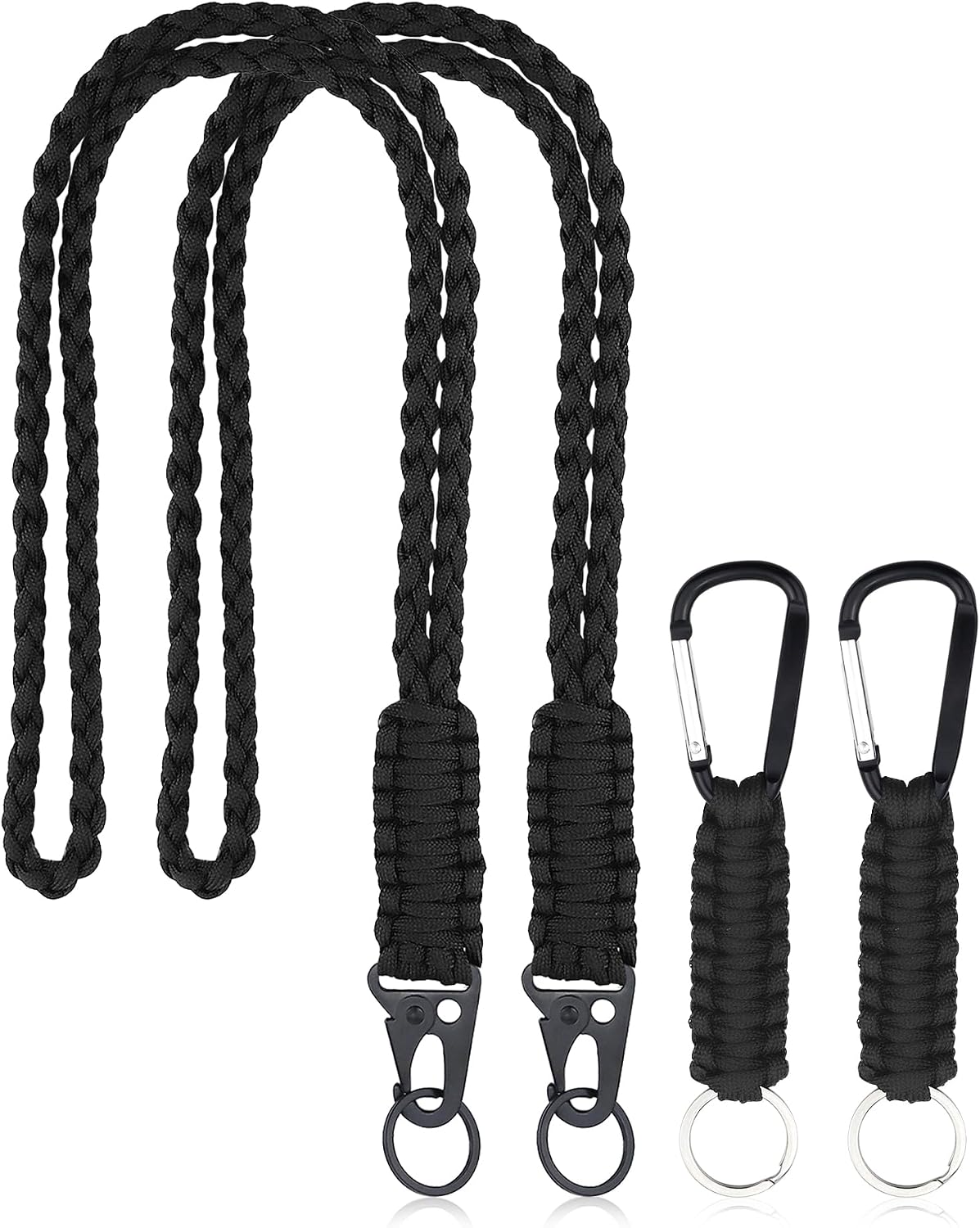 Set 2 Cordones Paracaídas Llavero Trenzado Tarjetas Negro