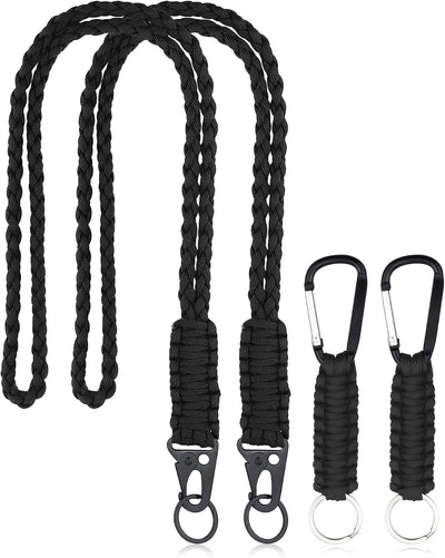 Set 2 Cordones Paracaídas Llavero Trenzado Tarjetas Negro