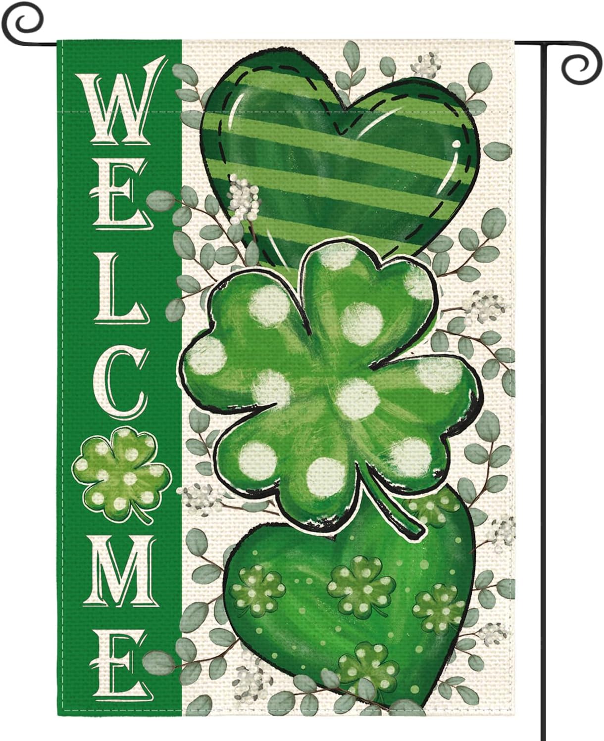 Bandera San Patricio 12x18pulg doble cara tréboles decoración patio