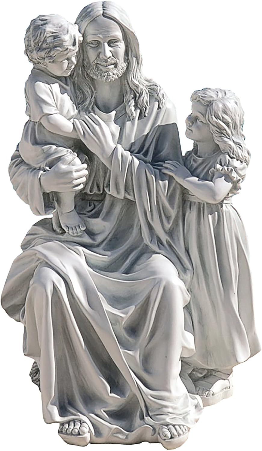Estatua religiosa jardín 28pulg resina piedra antigua