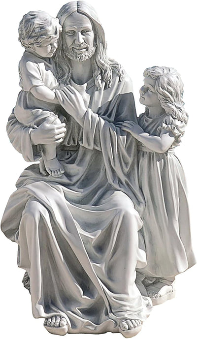 Estatua religiosa jardín 28pulg resina piedra antigua