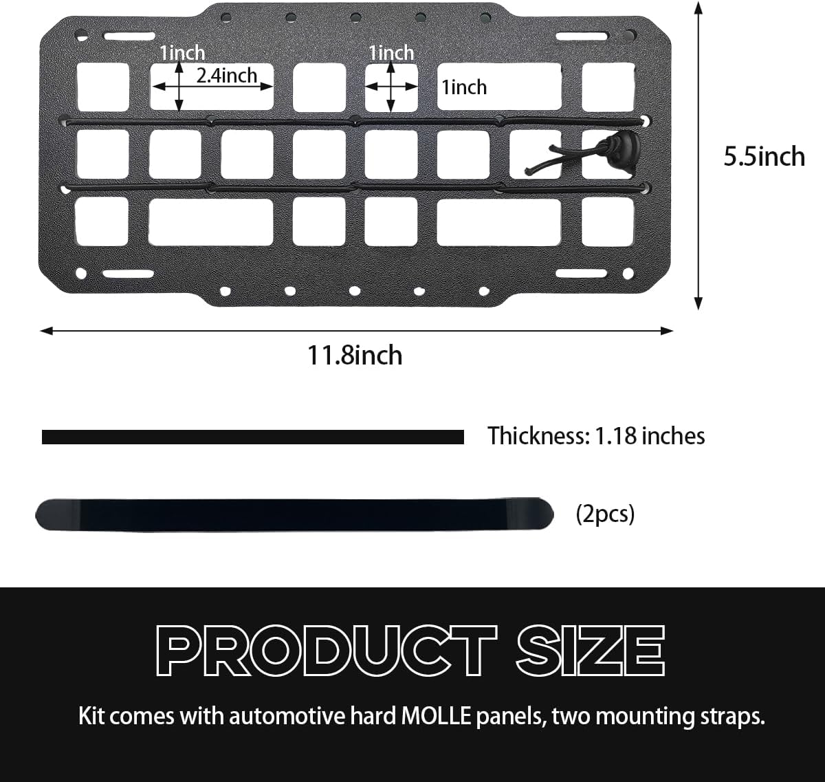 Panel rígido MOLLE para visera automóvil soporte táctico