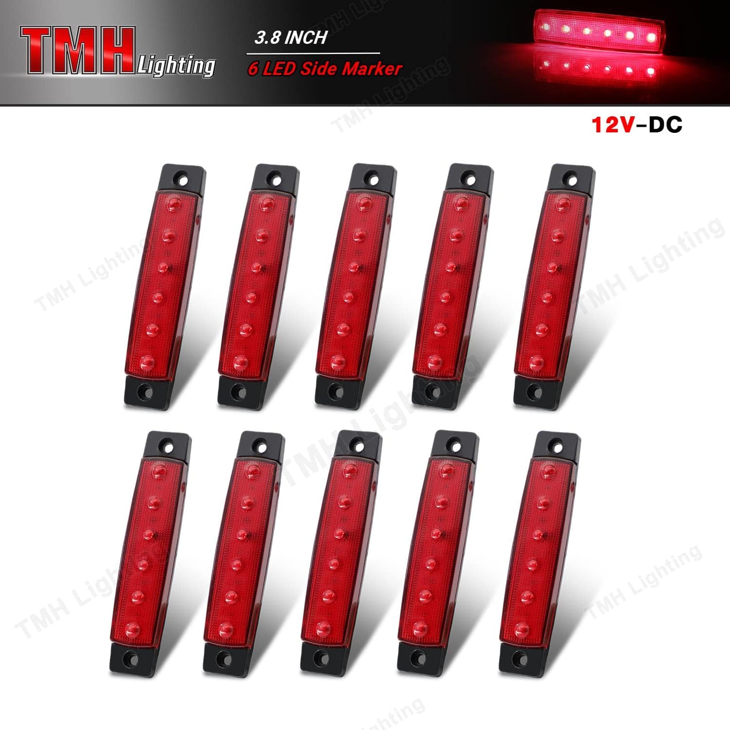 6 Luces LED Rojas 3.8pulg para Remolque Indicador Lateral