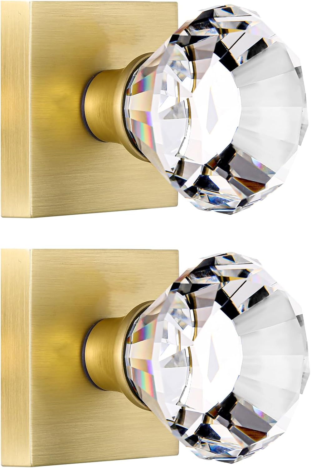Set 2 pomos puerta ficticios latón satinado cristal