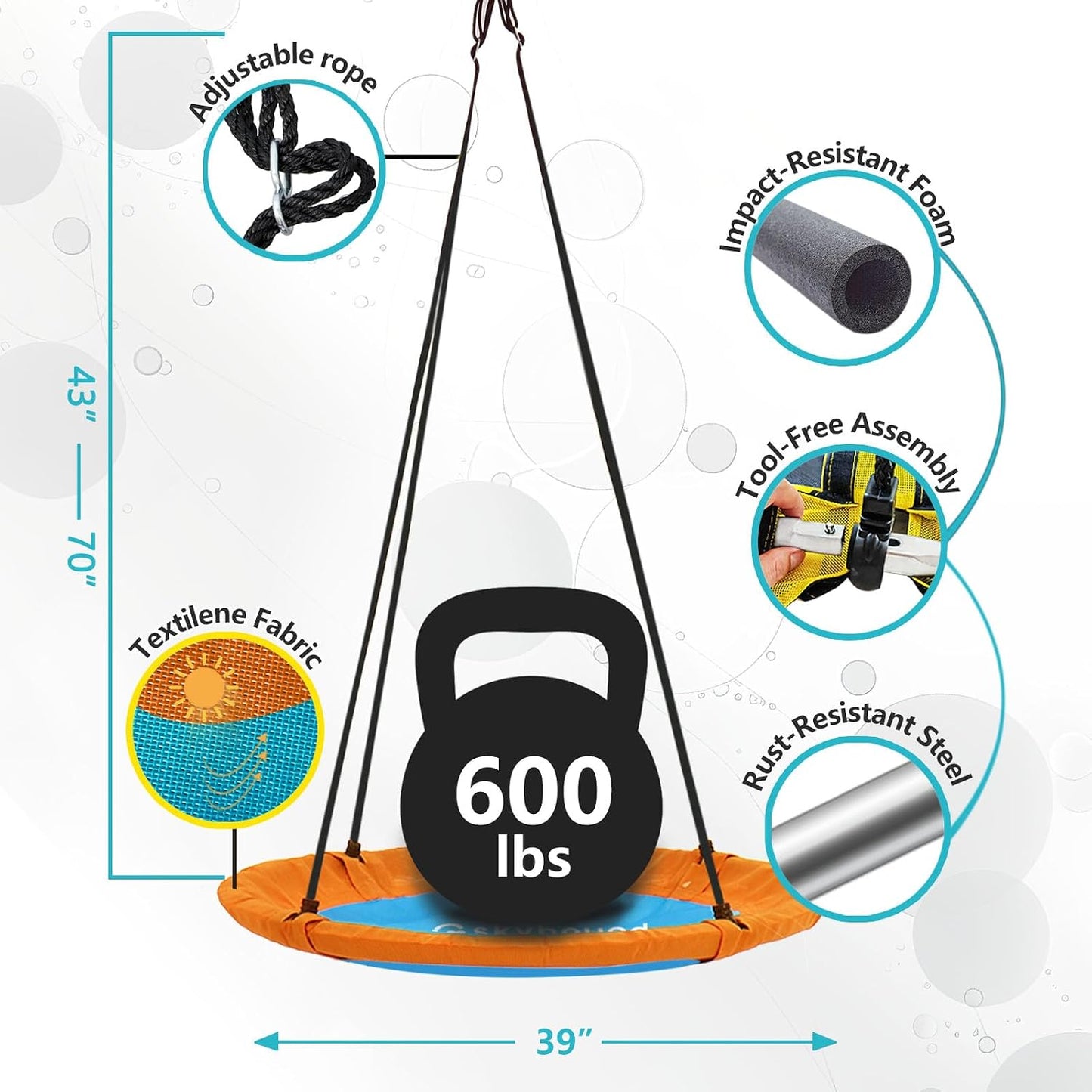 Columpio platillo para árbol 600lb impermeable niños